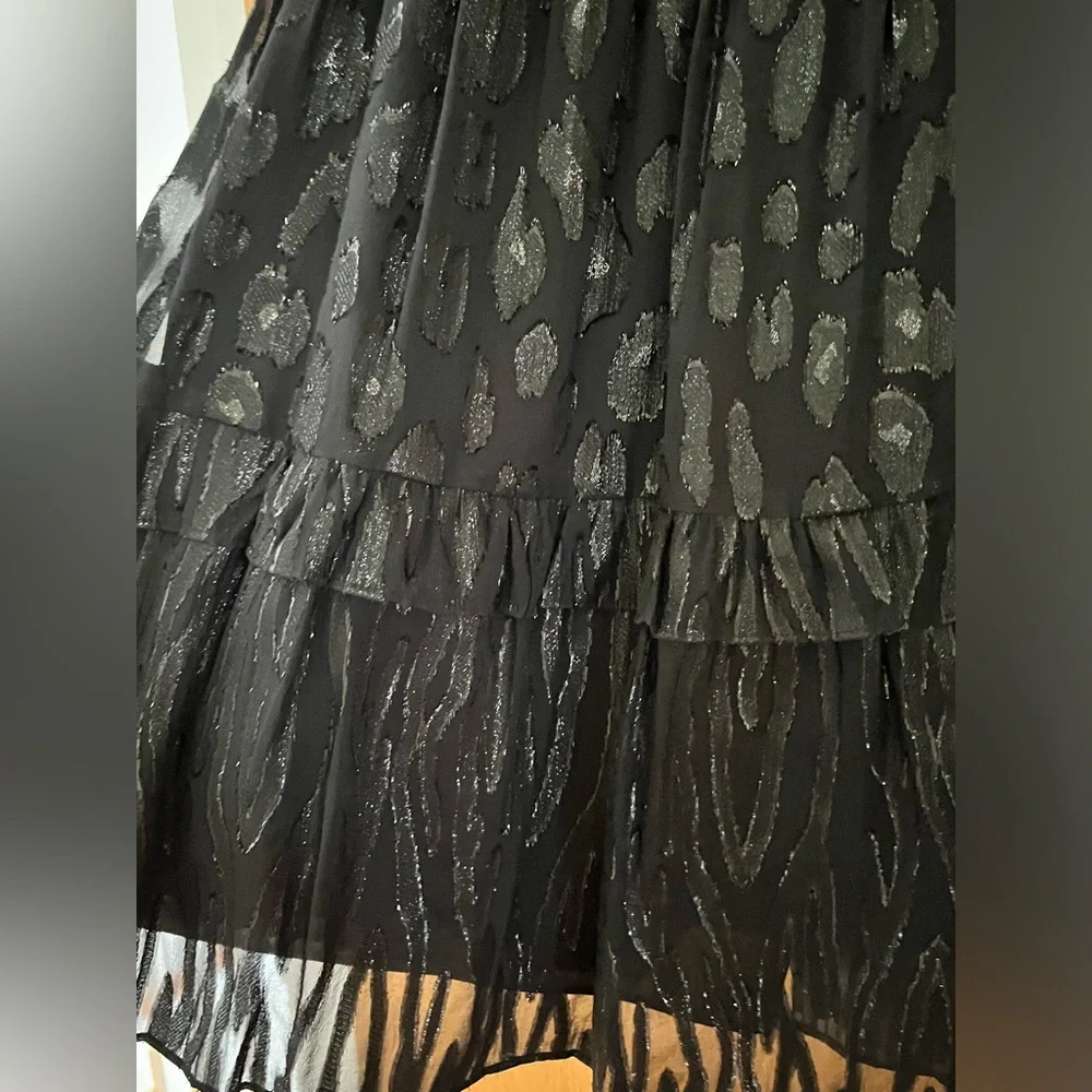 𝐋𝐢𝐥𝐥𝐲 𝐏𝐮𝐥𝐢𝐭𝐳𝐞𝐫 Black Onyx Avelynn Lilly Silk Metallic Dress Size 4 - Picture 11 of 12